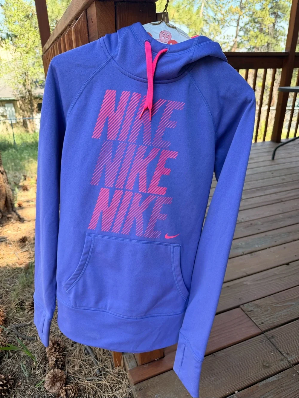 Vintage Nike Purple Pullover Hoodie with Pink Logo